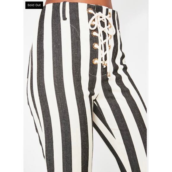 ONYX The Thelma Striped Lace-Up Flare Pants Jagger & Stone US 2 NWOT - Picture 2 of 7